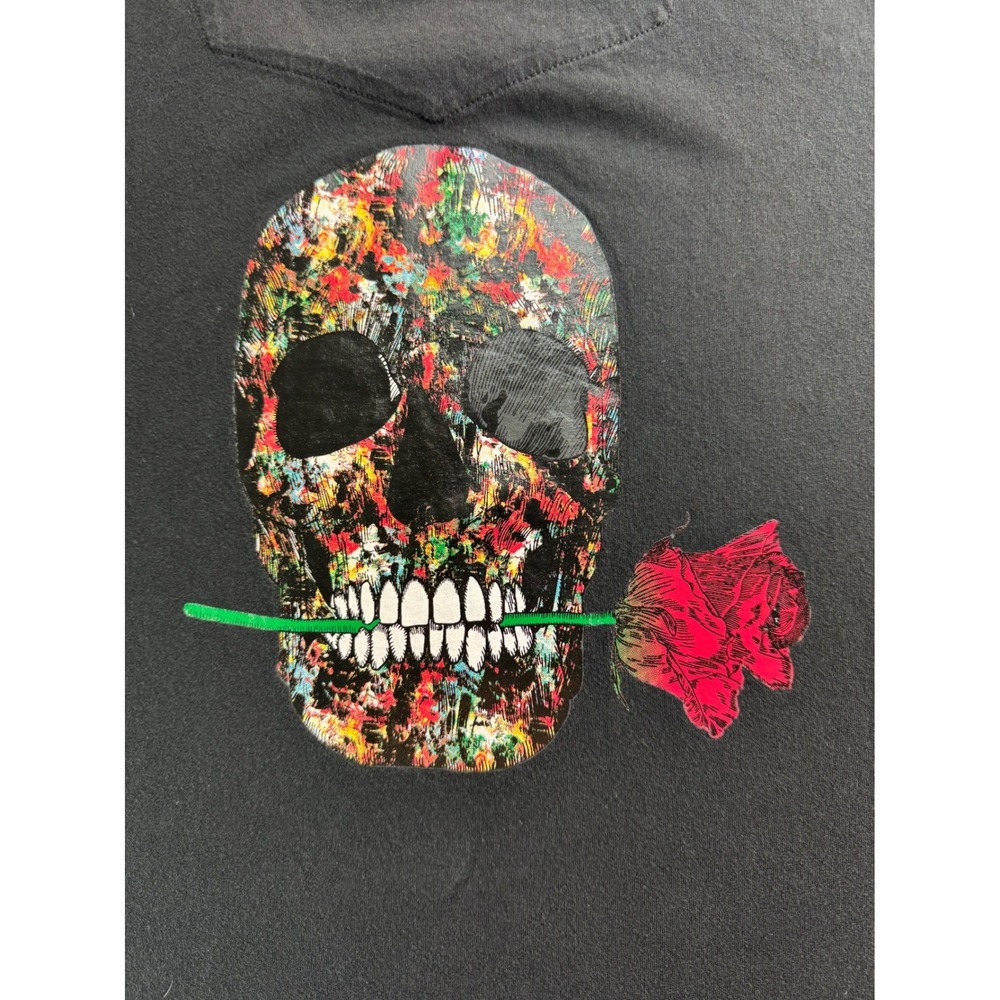 Robert Graham Mens 5XL Black Skull Rose Graphic T-Shirt Cotton‎ Crewneck RG Logo - Picture 4 of 16